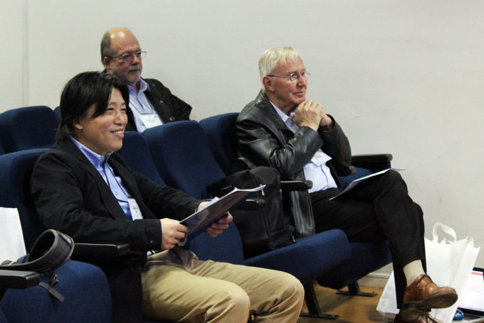 Lars-Åke Nymann (back-left), former ALMA Head of Science Operations, working at APEX now, and Thijs De Graauw (back-right), former ALMA Director, also participated in the workshop. Credit: Celeste Burgos/Natalia Caceres.