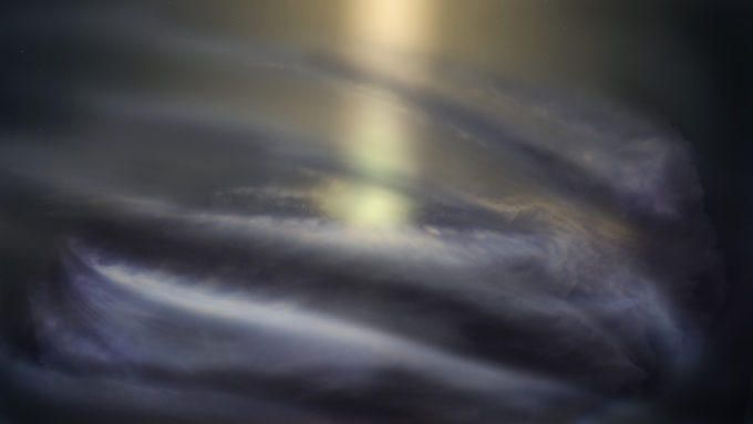 Representación artística del anillo de gas interestelar frío alrededor del agujero negro supermasivo que habita el centro de la Vía Láctea. Las nuevas observaciones de ALMA revelaron esta estructura por primera vez. Créditos: NRAO/AUI/NSF; S. Dagnello