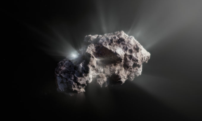 This image shows an artist’s impression of what the surface of the 2I/Borisov comet might look like. 2I/Borisov was a visitor from another planetary system that passed by our Sun in 2019, allowing astronomers a unique view of an interstellar comet. While telescopes on Earth and in space captured images of this comet, we don’t have any close-up observations of 2I/Borisov. It is therefore up to artists to create their own ideas of what the comet’s surface might look like, based on the scientific information we have about it. Credit: ESO/M. Kormesser