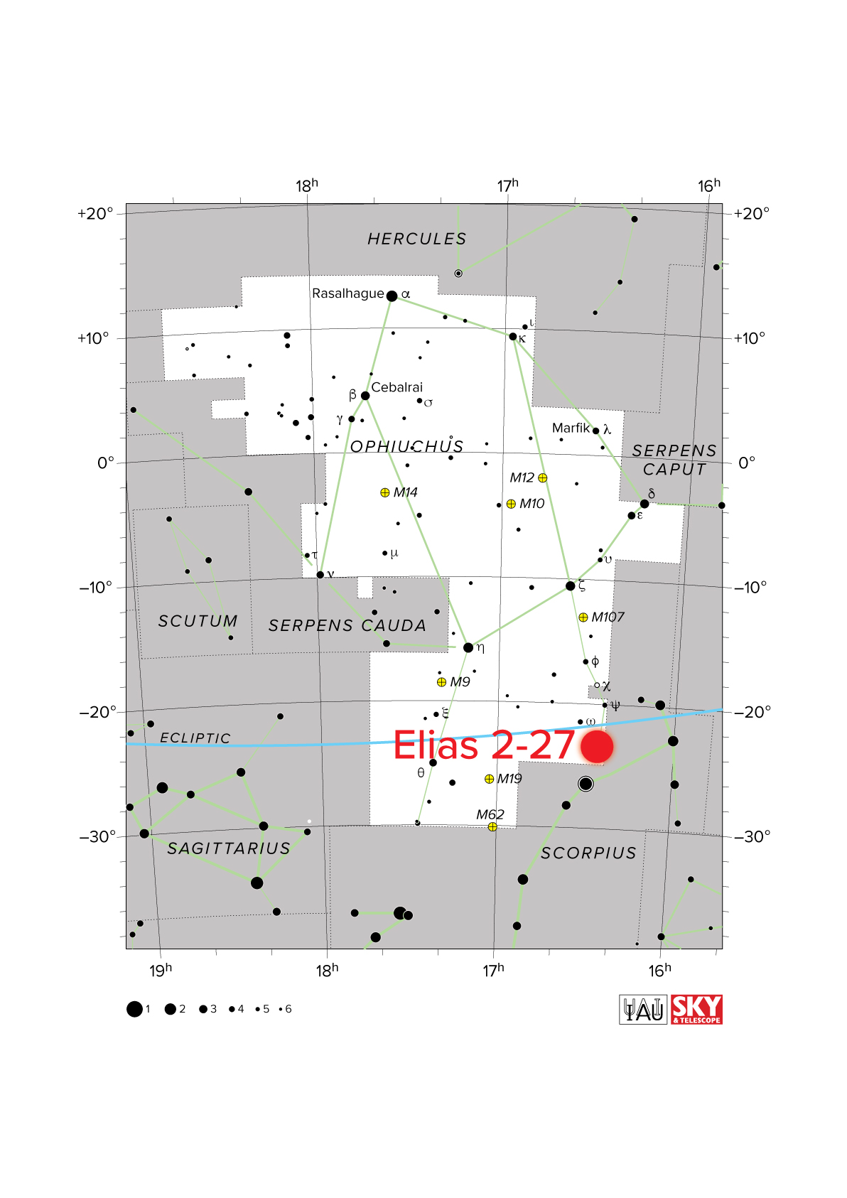 Elias 2-27 es una estrella joven ubicada a 378 años luz de la Tierra, en la región de formación estelar de la Nube Molecular de Ophiuchus en la constelación de Ofiuco. Crédito: Bill Saxton, NRAO/AUI/NSF