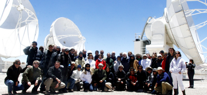 Government authorities and businessmen visit the ALMA radio observatory