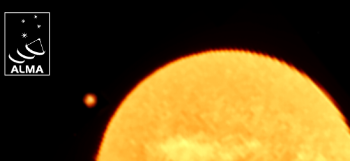 Venus, previo al tránsito, visto por una antena de ALMA