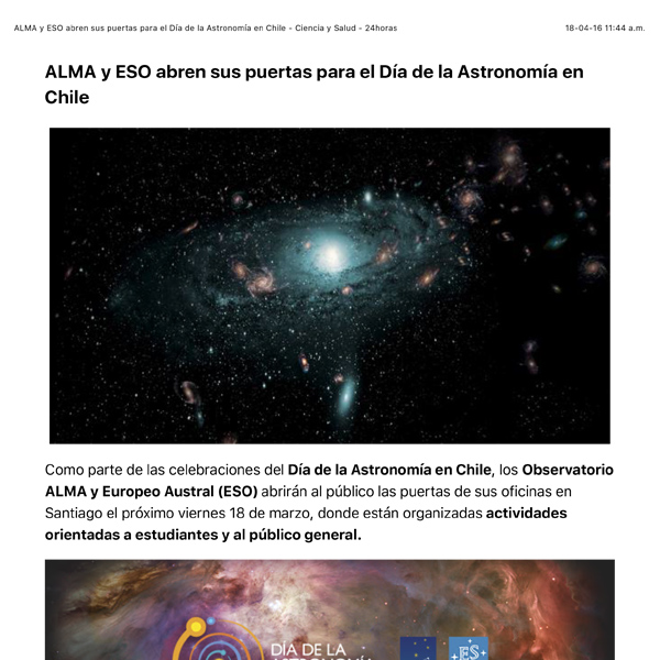 ALMA y ESO abren sus puertas para el Día de la Astronomía en Chile