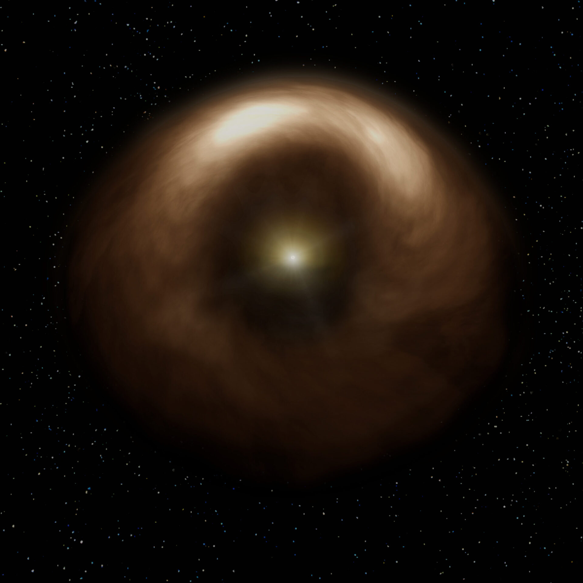 Dust around the star has an asymmetric distribution