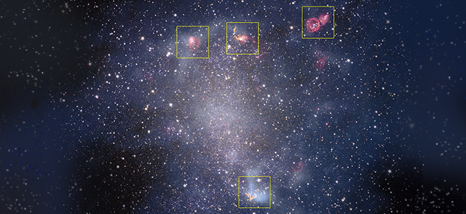 ALMA observa regiones con gas incubador de estrellas fuera de la Vía Láctea