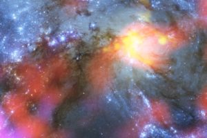 Panorámica a través de las vistas de ALMA y Hubble de las Galaxias de las Antenas
