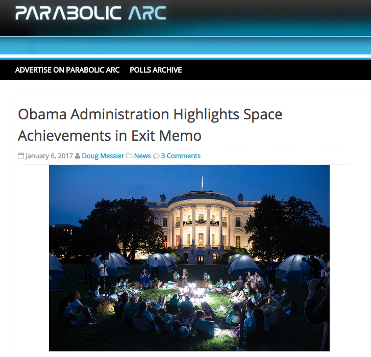 Obama Administration Highlights Space Achievements in Exit Memo