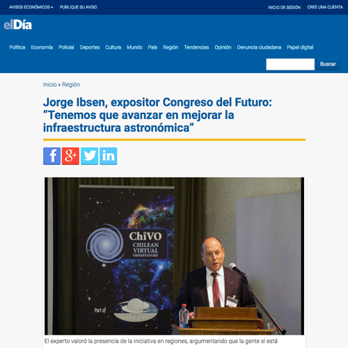 Jorge Ibsen, expositor Congreso del Futuro: “Tenemos que avanzar en mejorar la infraestructura astronómica”