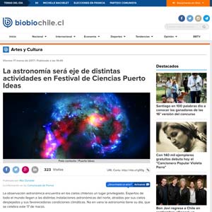 La astronomía será eje de distintas actividades en Festival de Ciencias Puerto Ideas