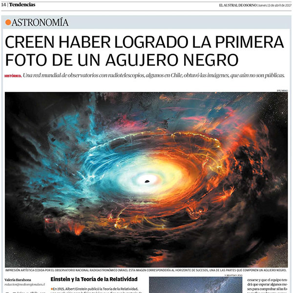 Creen haber logrado la primera foto de un agujero negro
