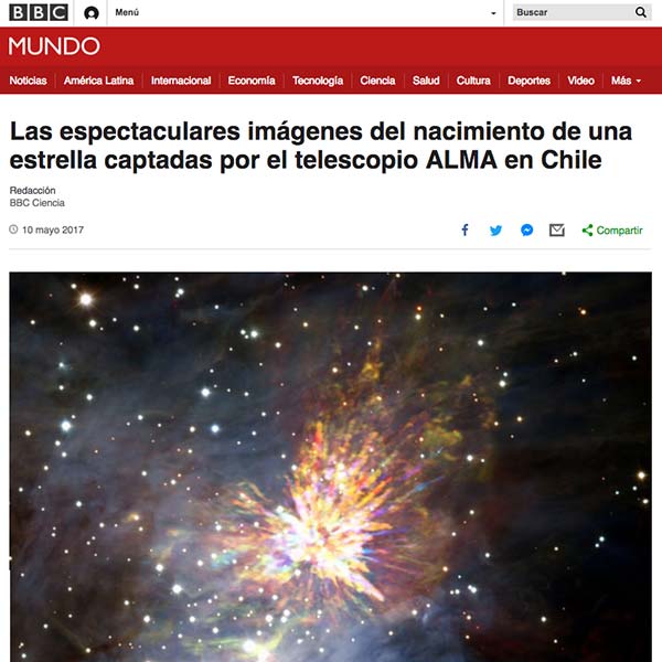 Las espectaculares imágenes del nacimiento de una estrella captadas por el telescopio ALMA en Chile