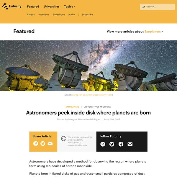 Astronomers peek inside disk where planets are born