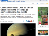 Observación desde Chile de luna de Saturno confirma presencia de químico relacionado a la vida