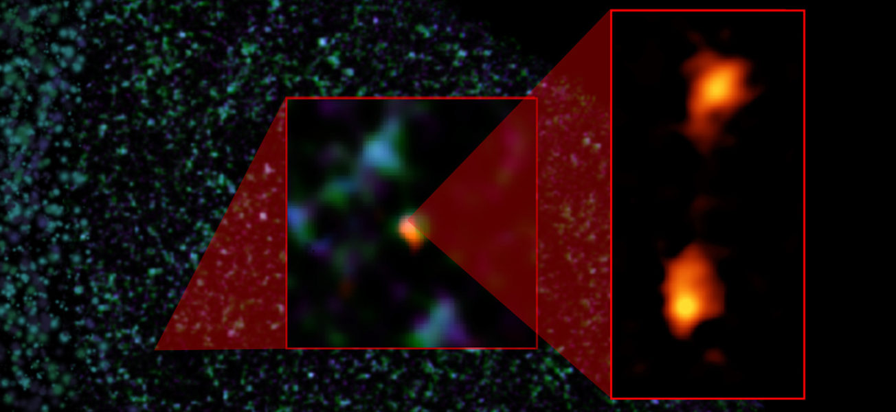 Observan dúo de galaxias titánicas en espectacular proceso de fusión y formación de estrellas