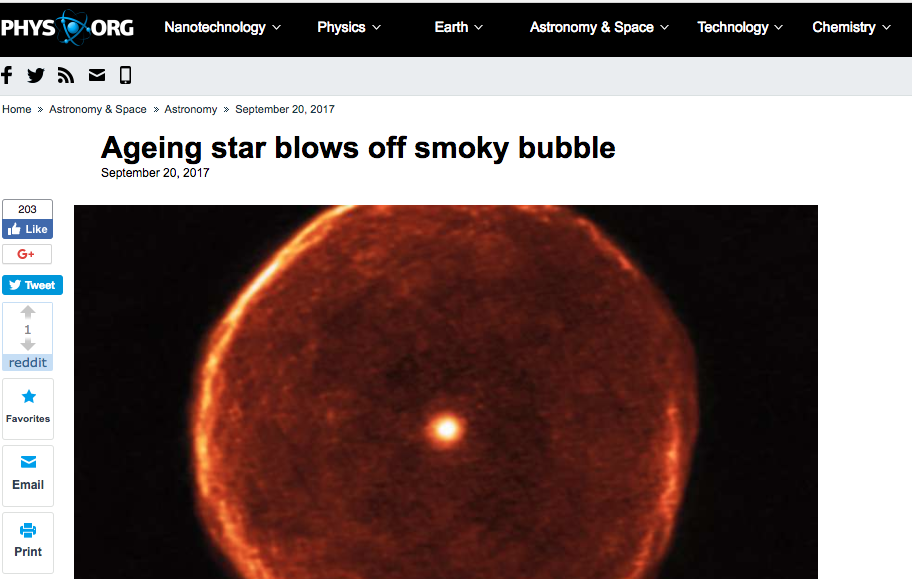 Ageing star blows off smoky bubble