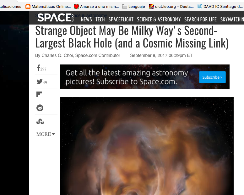 Strange Object May Be Milky way’s second-largest Black Hole (and a cosmic Missing Link)