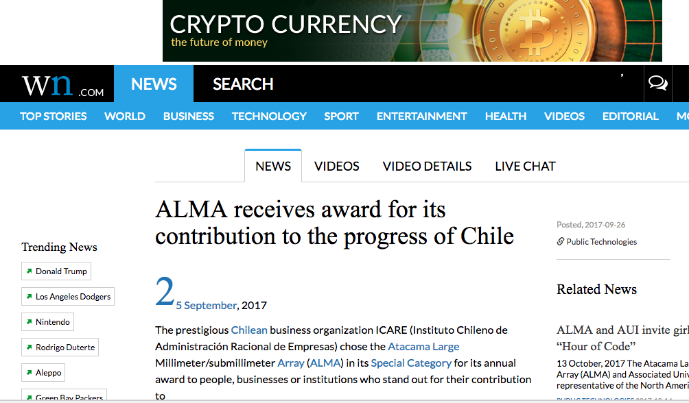 ALMA receives award for its contribution to the progress of Chile