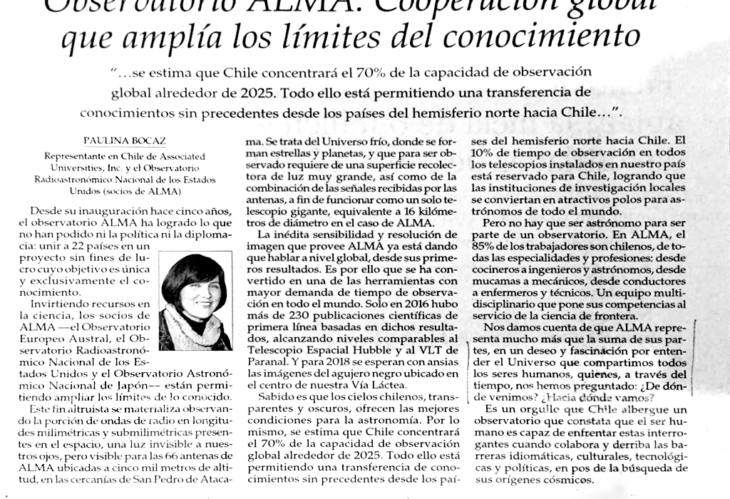 Observatorio ALMA: Cooperación global que amplía los límites del conocimiento