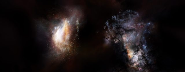 Detectan galaxias primordiales masivas nadando en vasto océano de materia oscura