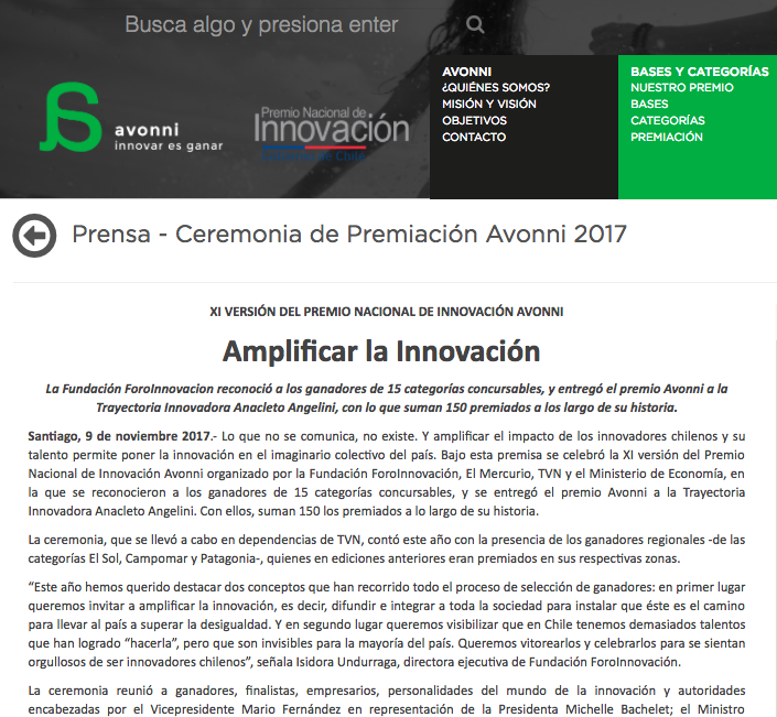 XI VERSIÓN DEL PREMIO NACIONAL DE INNOVACIÓN AVONNI