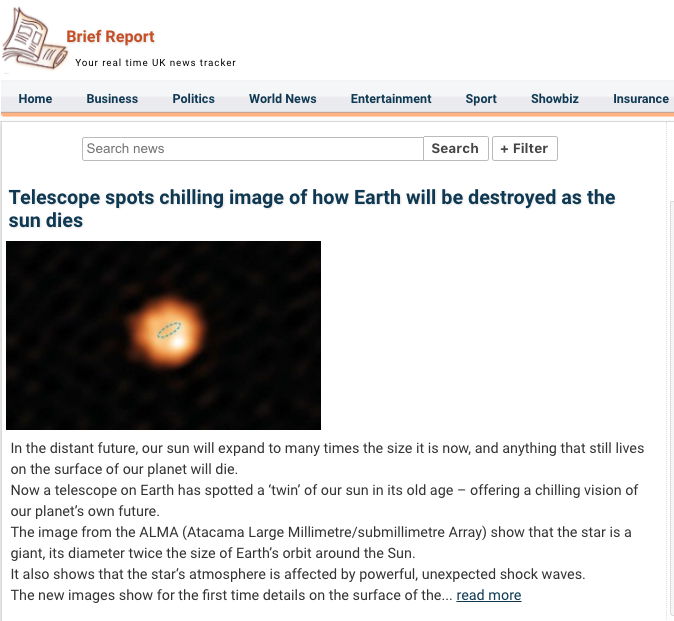 Telescope spots chilling image of how Earth will be destroyed as the sun dies