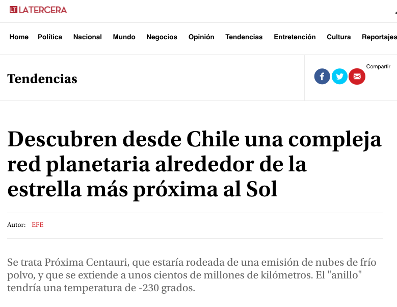 Descubren desde Chile una compleja red planetaria alrededor de la estrella más próxima al Sol