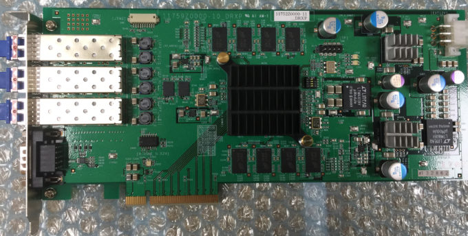 The newly-developed DRXP board for the new spectrometer with the function to receive digital optical signals transmitted from the antenna. Credit: NAOJ/KASI