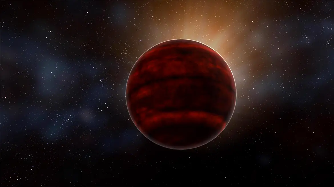 Impresión artística de una enana roja como Próxima Centauri, la estrella más cercana a nuestro Sol. Nuevos análisis de observaciones de ALMA revelaron una potente erupción emitida por Próxima Centauri que haría que las condiciones del sistema sean inhabitables. Crédito: NRAO/AUI/NSF; D. Berry