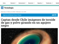 Captan desde Chile imágenes de toroide de gas y polvo girando en un agujero negro.