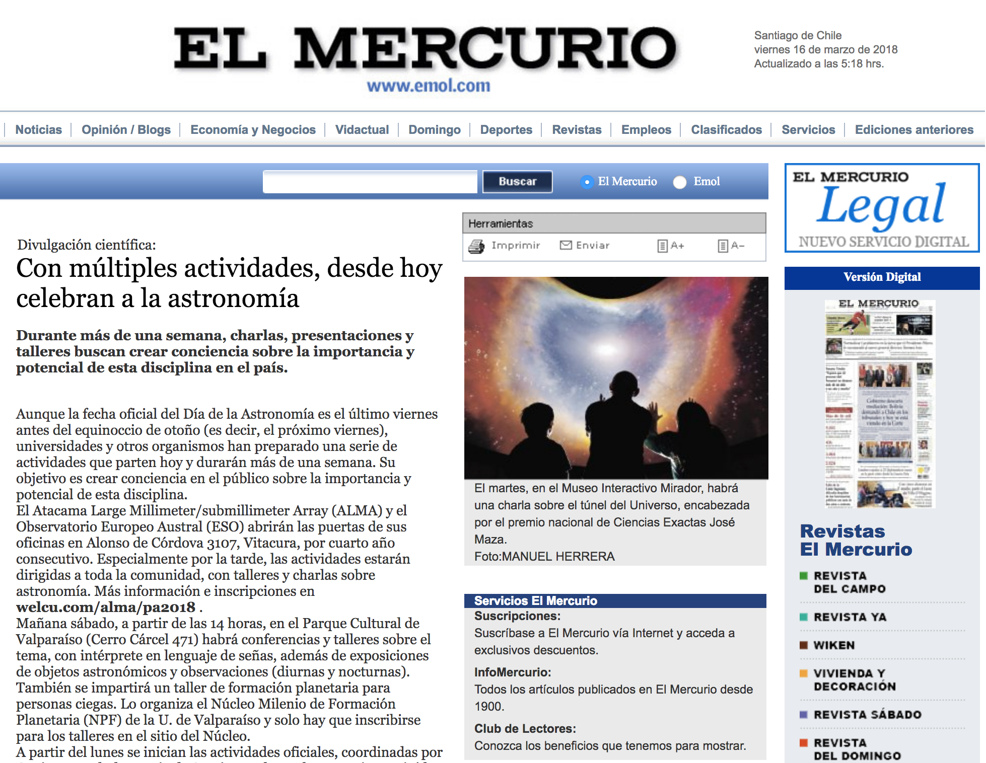 Con múltiples actividades, desde hoy celebran a la astronomía