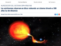 Los astrónomos observan un disco rodeando un sistema binario a 500 años luz de distancia