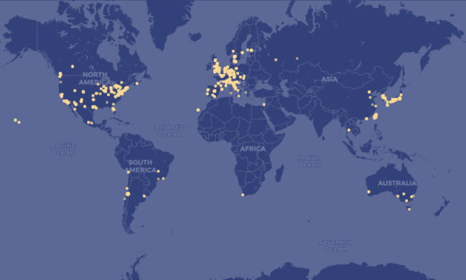 This map shows the location from which each observation proposal was submitted. Credit: ALMA (NRAO/NAOJ/ESO)