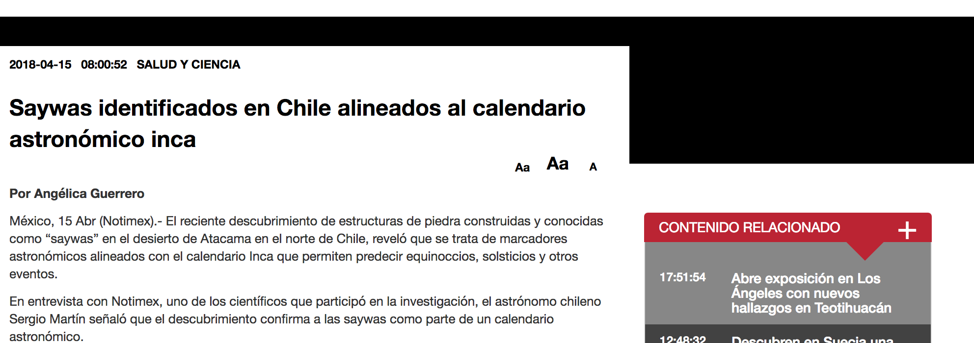 Saywas identificadas en Chile alineadas al calendario astronómico inca