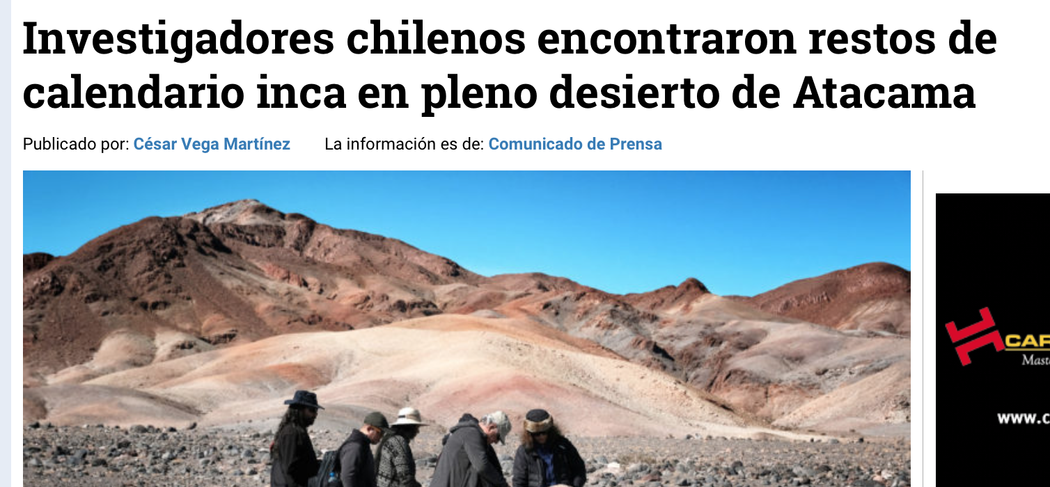 Investigadores chilenos encontraron restos de calendario inca en pleno desierto de Atacama