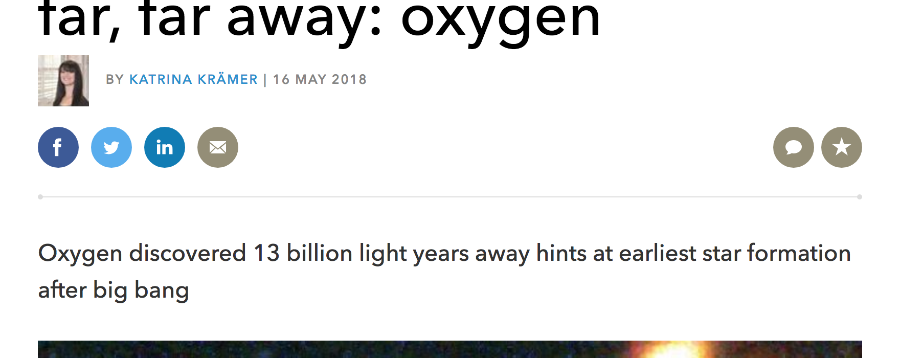 A long time ago in a galaxy far, far away: oxygen