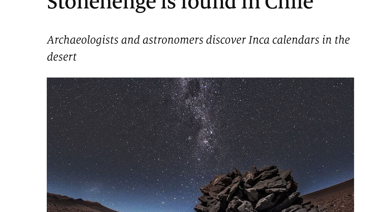 A southern-hemisphere Stonehenge is found in Chile