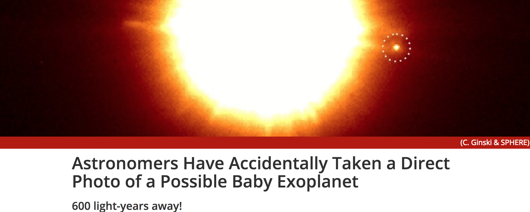 Astronomers have accidentally taken a direct photo of a possible baby exoplanet