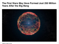 The first stars may have formed just 250 Million years after the Big Bang