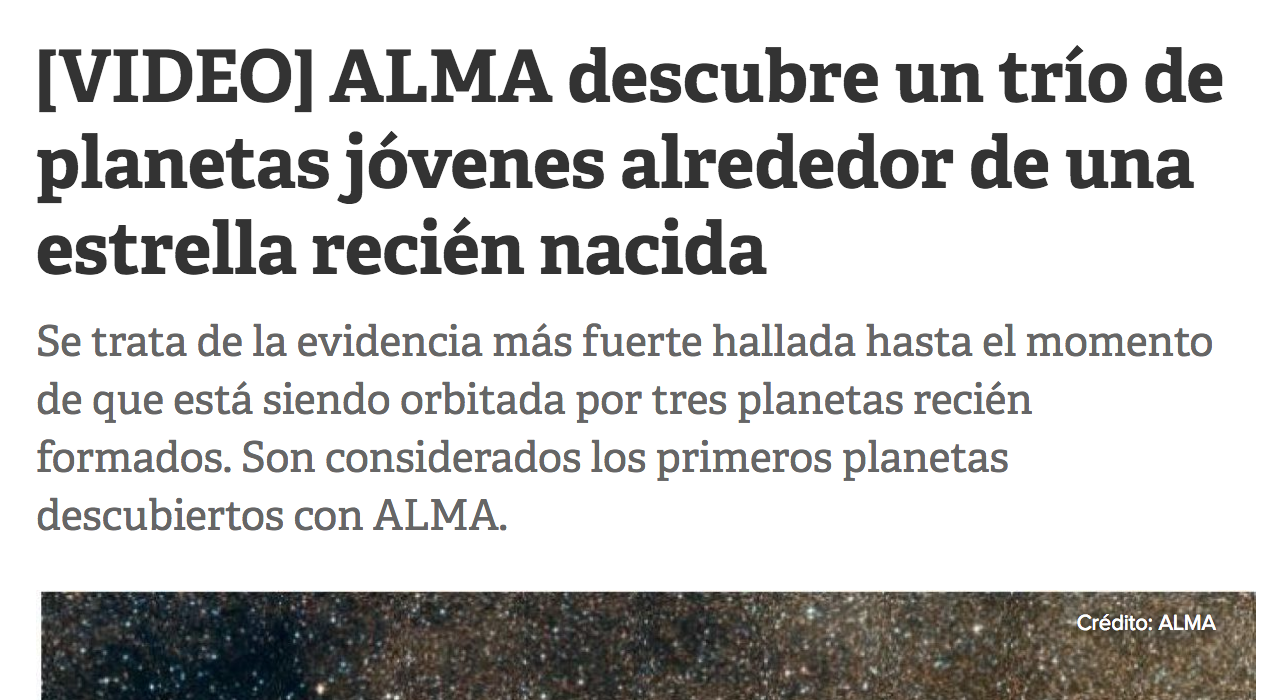 ALMA descubre un trío de planetas jóvenes alrededor de una estrella recién nacida