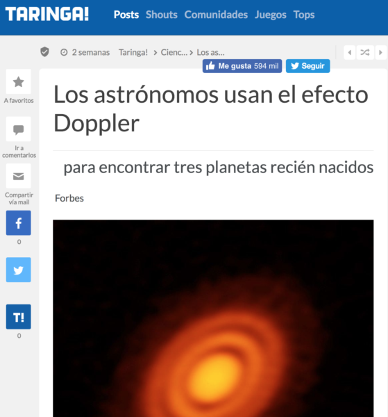 Los astrónomos usan el efecto Doppler para encontrar tres planetas recién nacidos