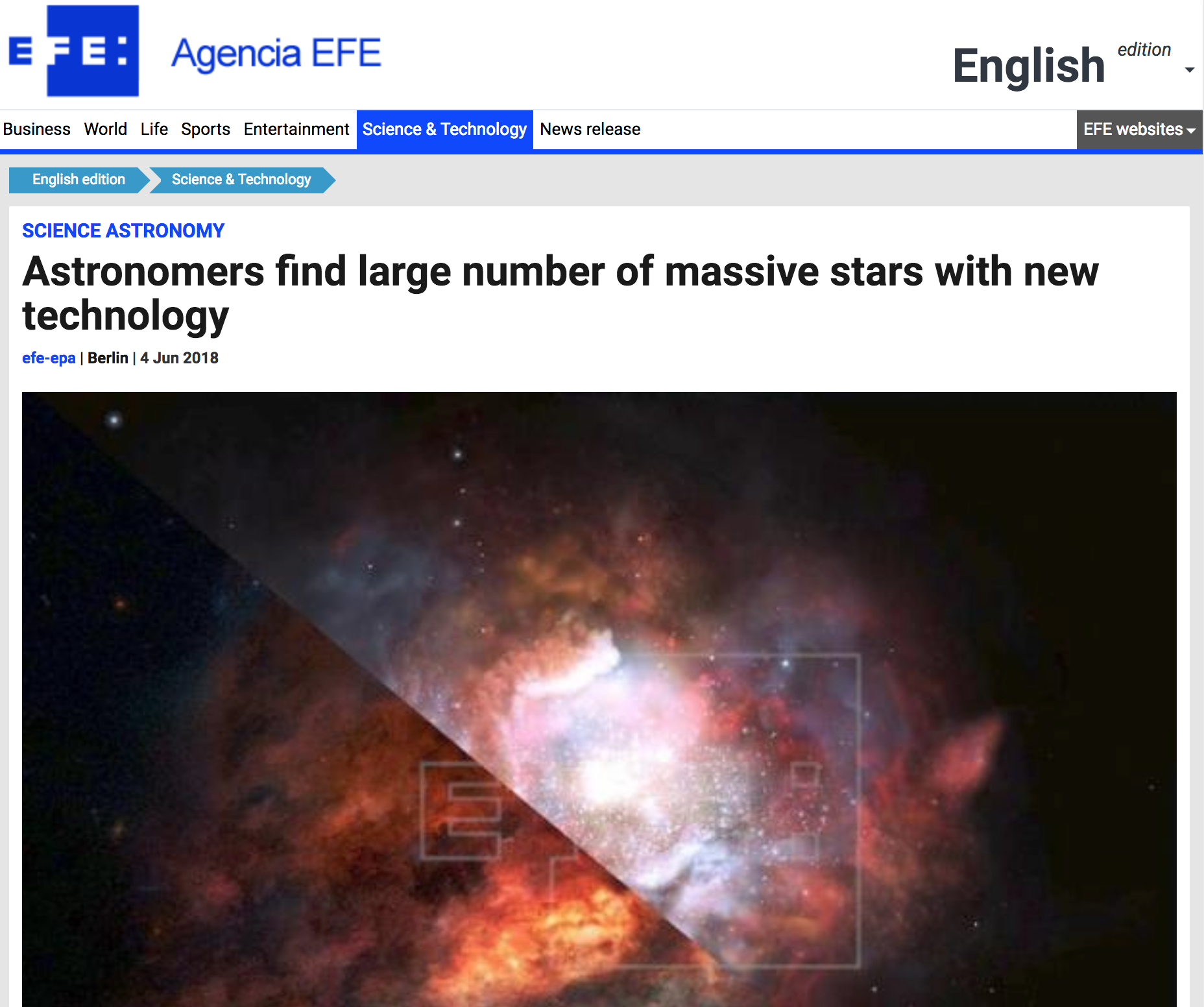 Astronomers find large number of massive stars with new technology