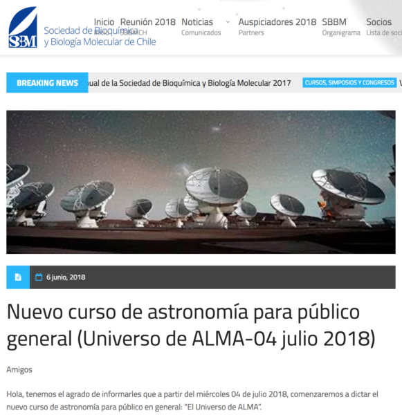 Nuevo curso de astronomía para público general…