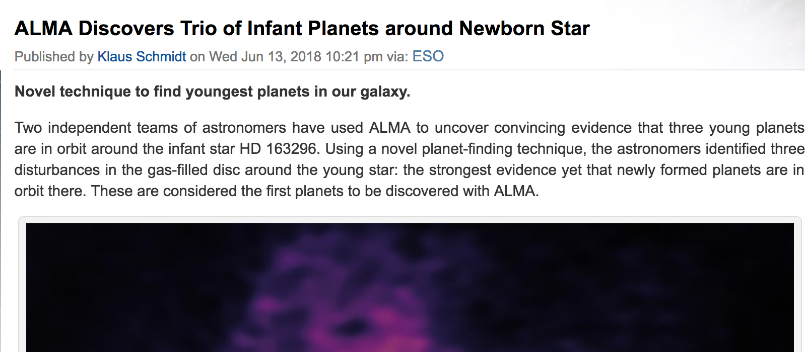 ALMA discovers trio of infant planets around newborn star