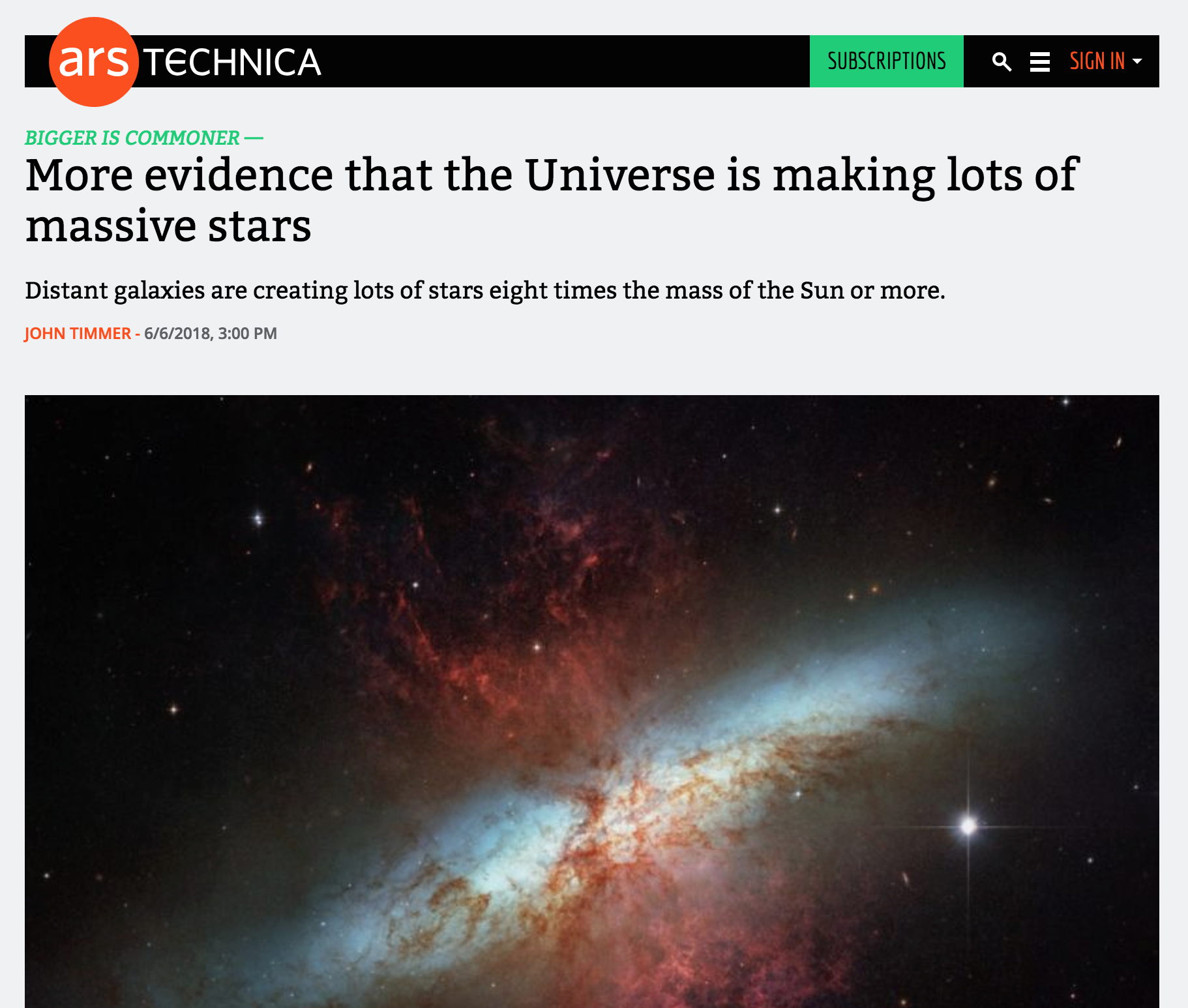 More evidence that the Universe is making lots of massive stars