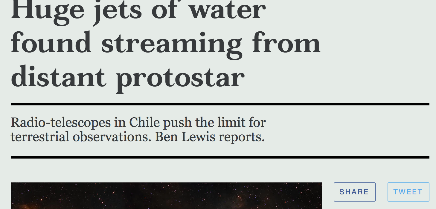 Huge jets of water found streaming from distant protostar