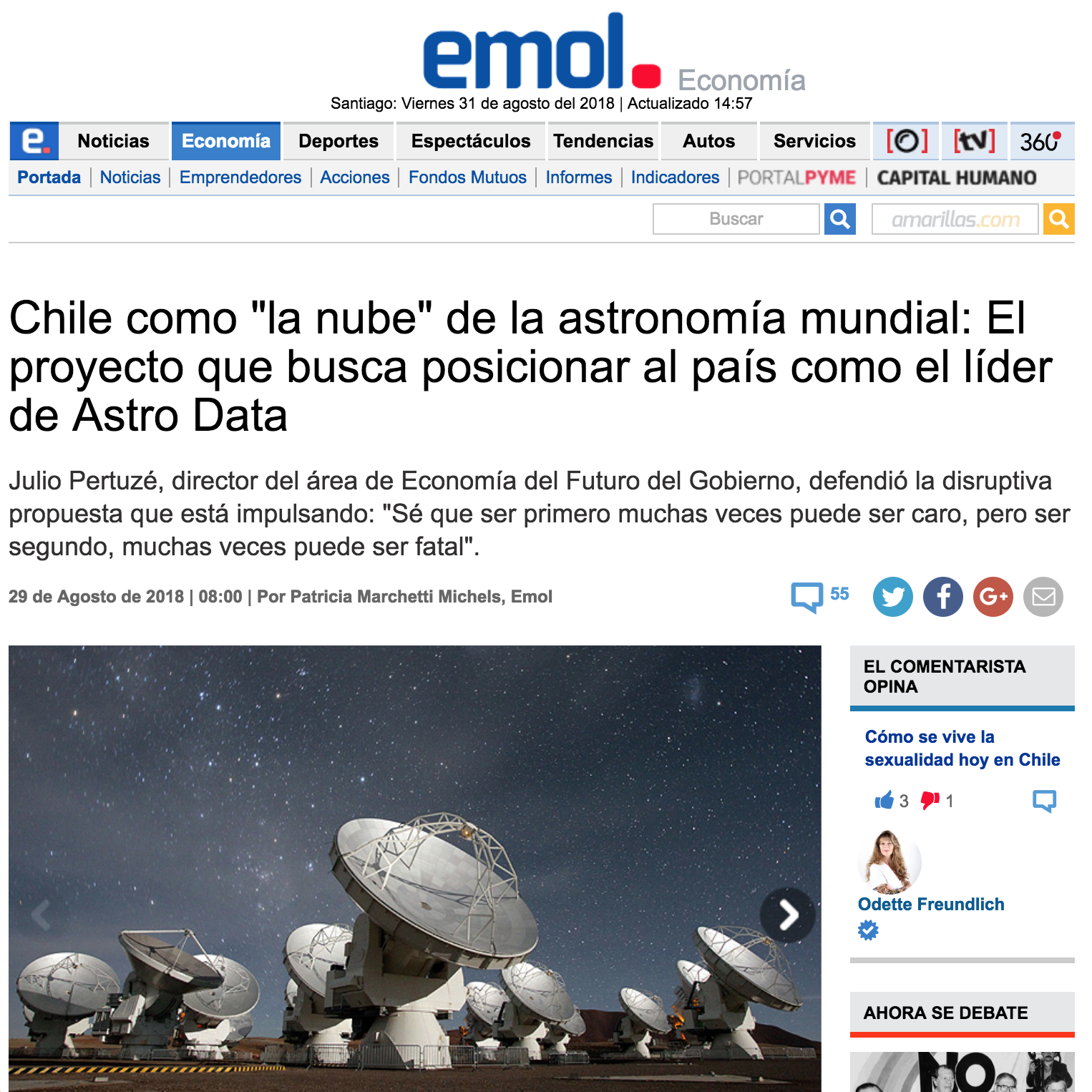 Chile como "la nube" de la astronomía mundial: El proyecto que busca posicionar…