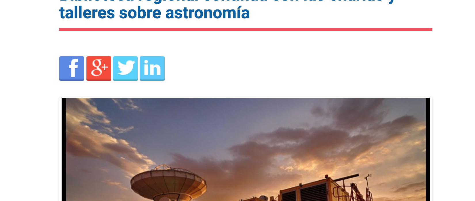 Biblioteca regional continúa con las charlas y talleres sobre astronomía