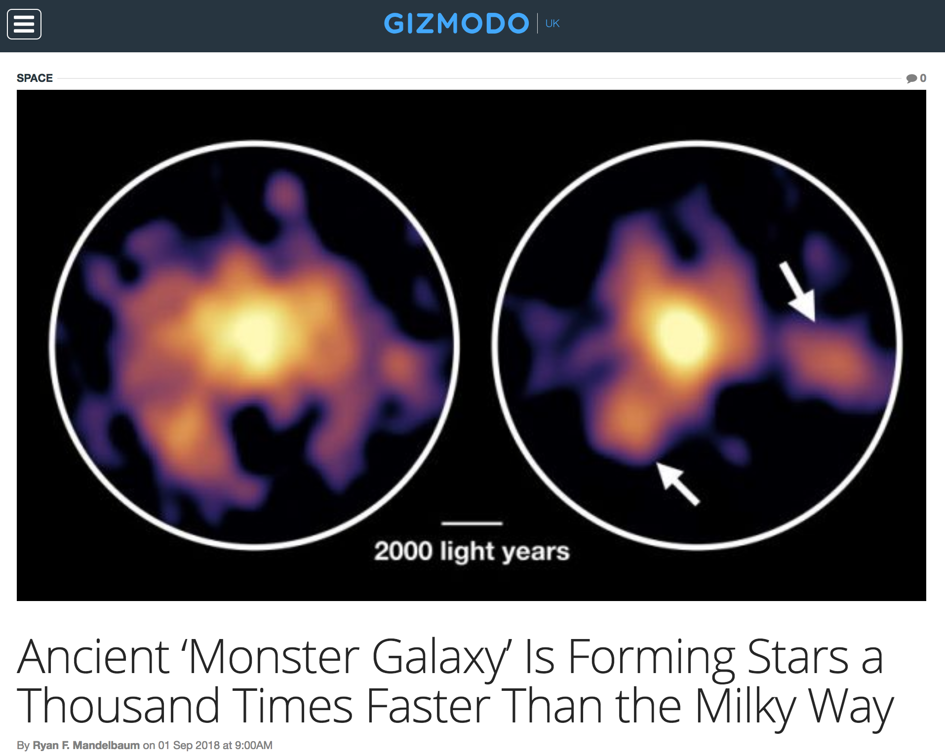 Ancient ‘Monster Galaxy’ Is Forming Stars a Thousand Times Faster Than the Milky Way