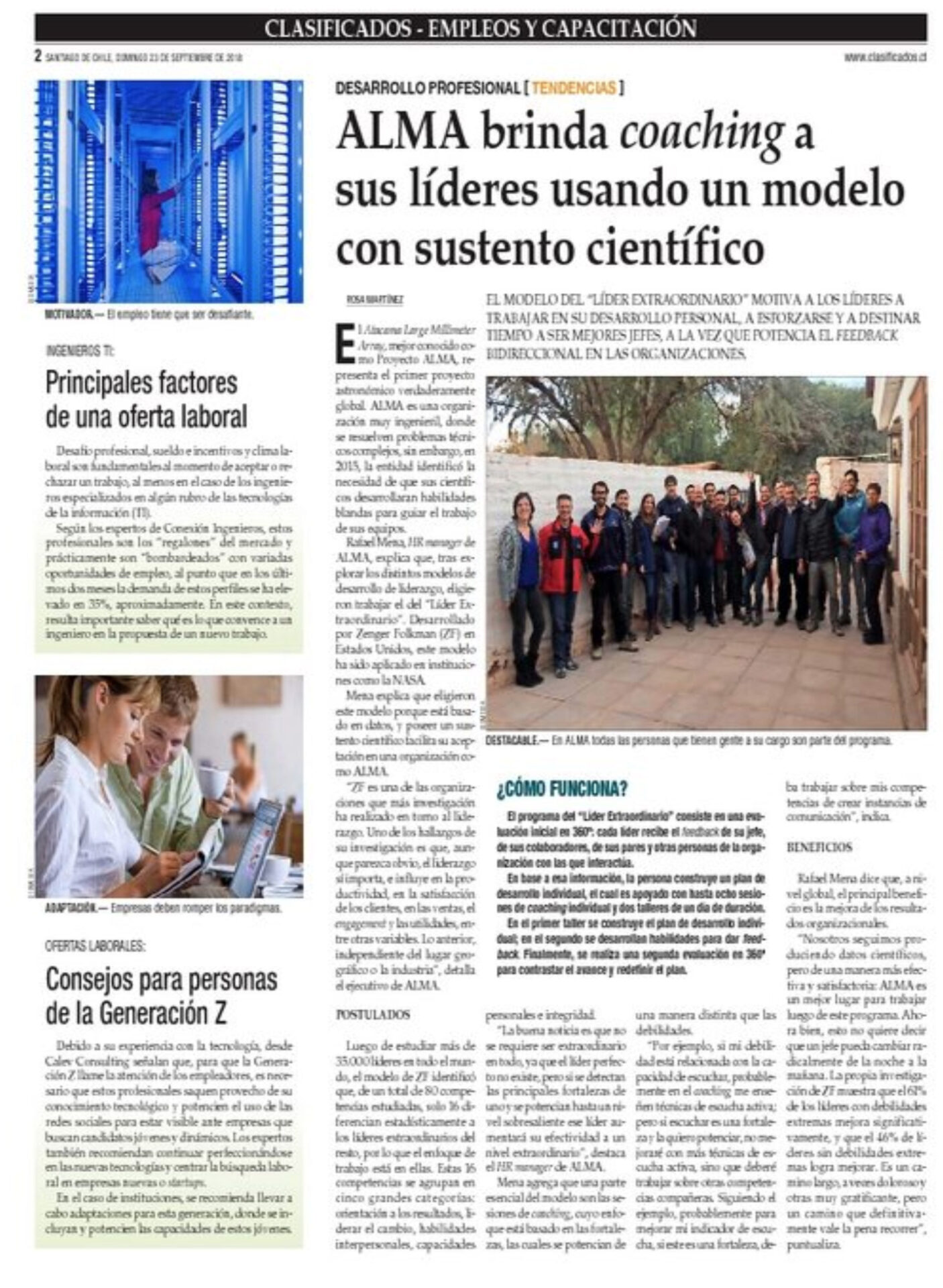 ALMA brinda coaching a sus líderes usando un modelo con sustento científico