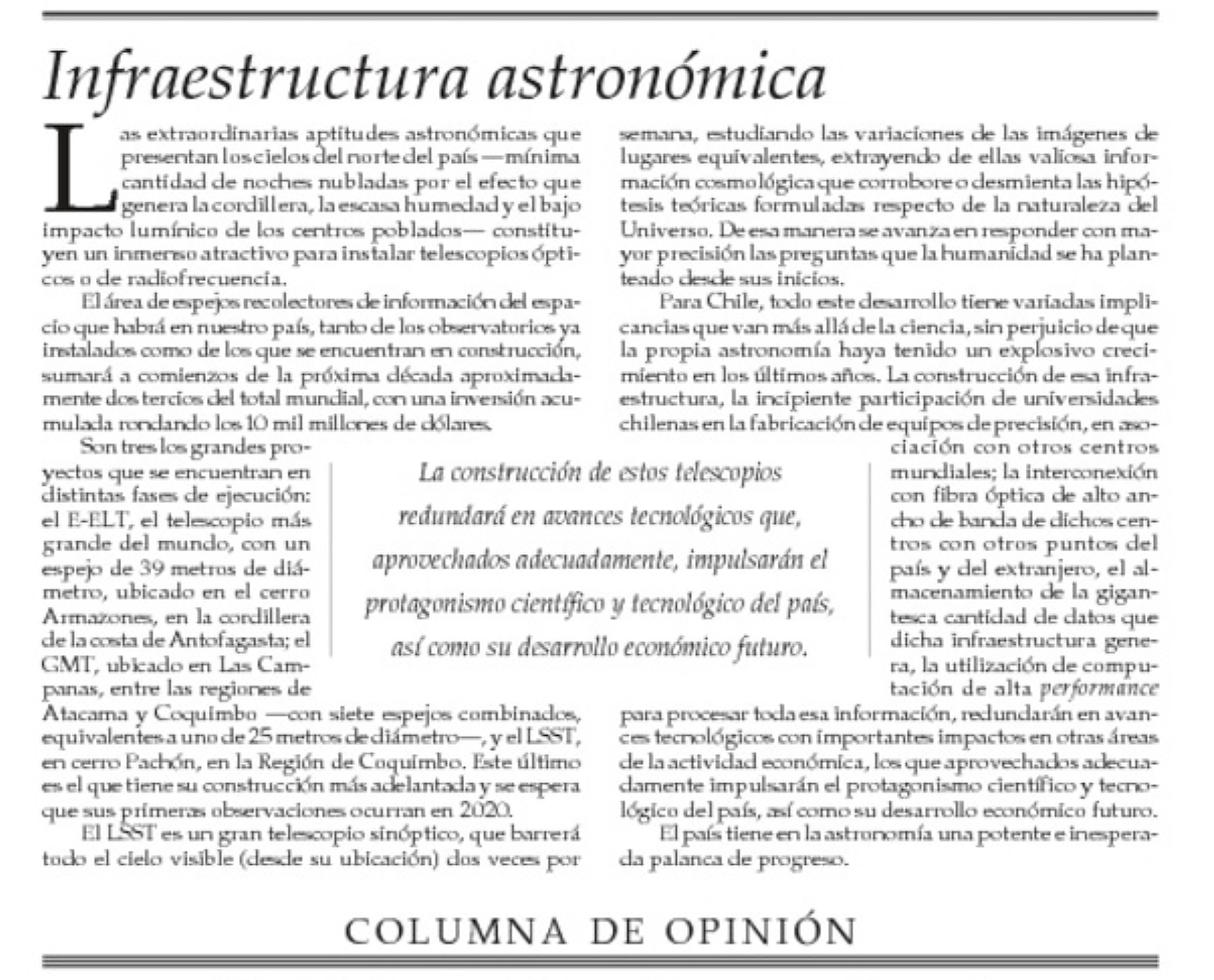 Infraestructura Astronómica